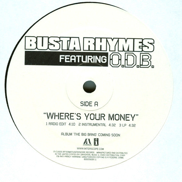 Busta Rhymes & ODB- Where's Your Money, Second Hand 12 Inch Single