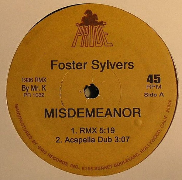 Foster Sylvers- Misdemeanor RMX, Second Hand 12 Inch Single