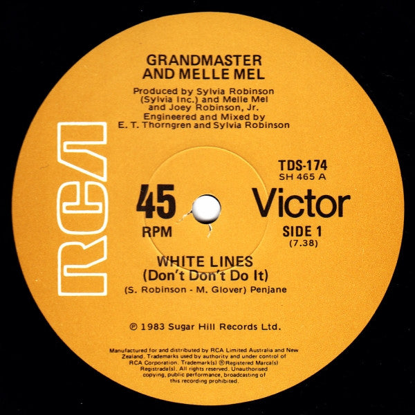 Grandmaster & Melle Mel- White Lines(Don't Do It), Second Hand 12 Inch Single