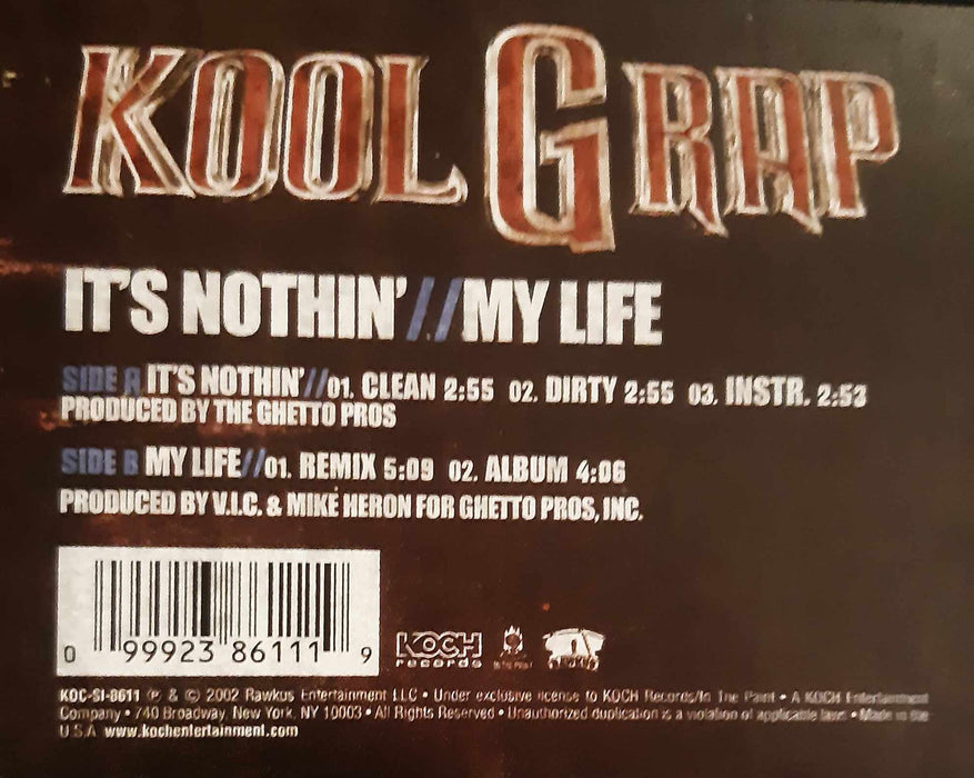 Kool G Rap- It's Nothin/My Life, Second Hand 12 Inch Single