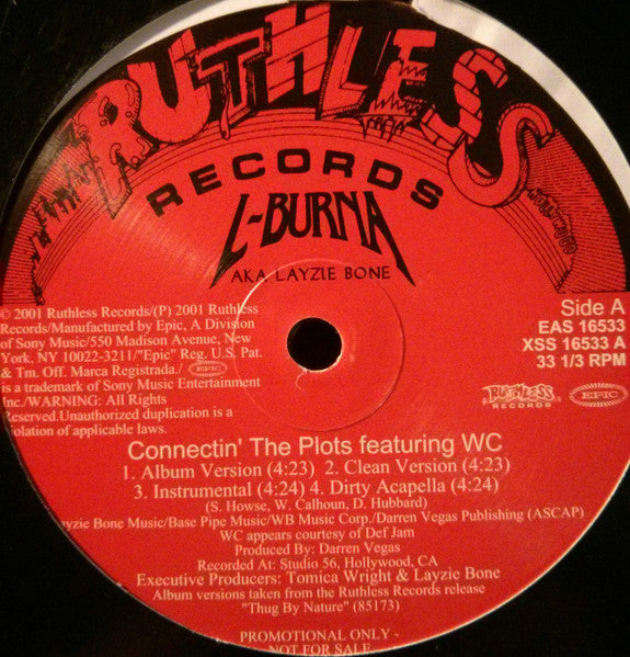 L Burna(Layzie Bone)- Connectin The Plots, Second Hand 12 Inch Single