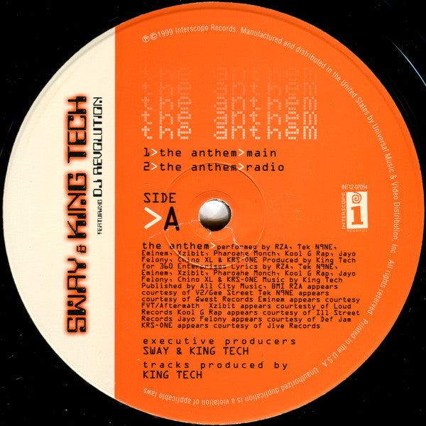Sway & King Tech- The Anthem, Second Hand 12 Inch Single