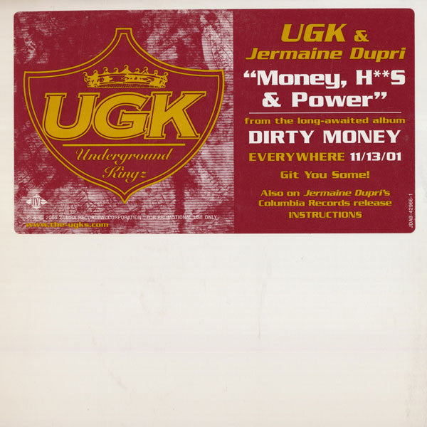 UGK & Jermaine Dupri- Money Hoes & Power, Second Hand 12 Inch Single